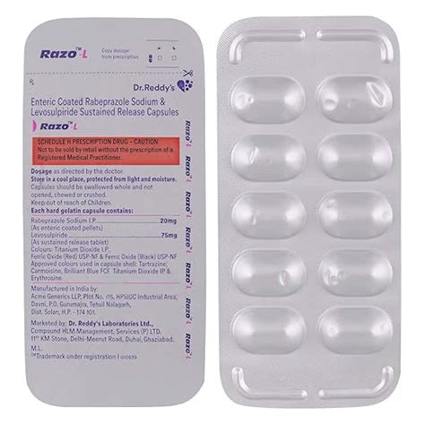 Razo-L 20mg/75mg - Strip of 10 Capsules : Amazon.in: Health & Personal Care