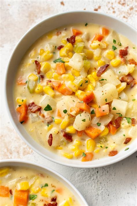 This corn and potato chowder with bacon is creamy, easy to make, and ...