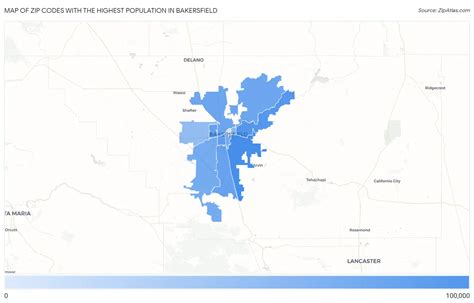 Highest Population in Bakersfield by Zip Code in 2025 | Zip Atlas