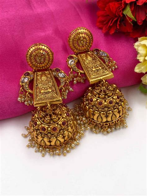 Shop Artificial Gold Plated Long Antique Golden Jhumki Earrings Online ...