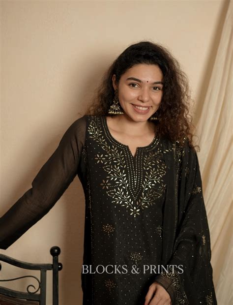 Designer Kurthi & Dupatta Set (Code - 2038 BK) – Blocks & Prints