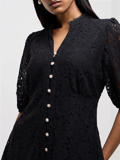 Buy Wardrobe Black Lace Design Drop-Waist Dress from Westside
