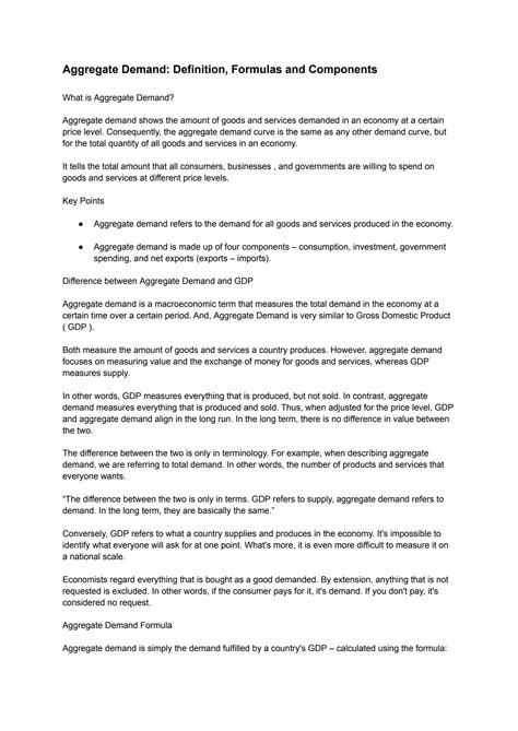 SOLUTION: Aggregate demand definition formulas and components pdf ...