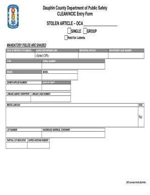 Fillable Online identity theft clean/ncic entry worksheet Fax Email ...