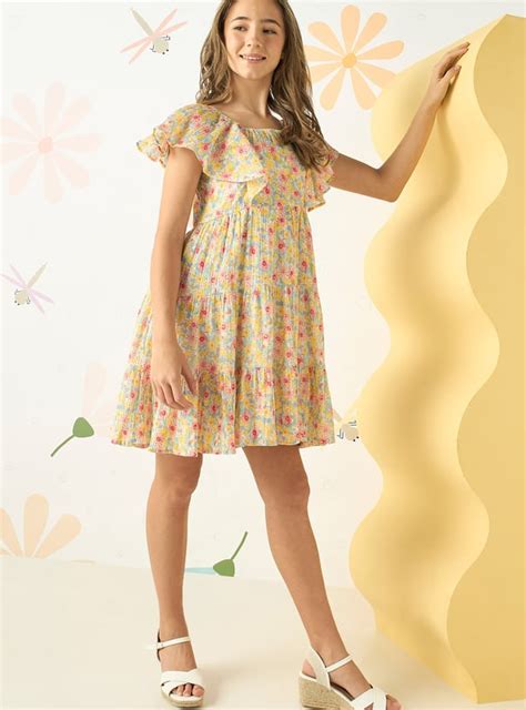 Buy Girls Floral Printed Tiered Dress Online at just Rs. 1099.0 ...