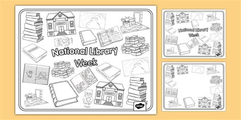 Let's Doodle! National Library Week Coloring Sheets - Twinkl