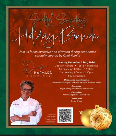Soulful Sunday Brunch Experiences with Chef Kolnita , 16615 Harvard ...