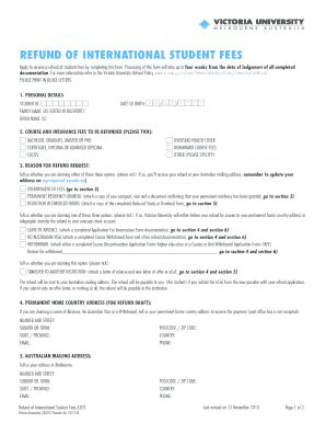 Refund of International Student Fees Form - Blank Fillable Template ...