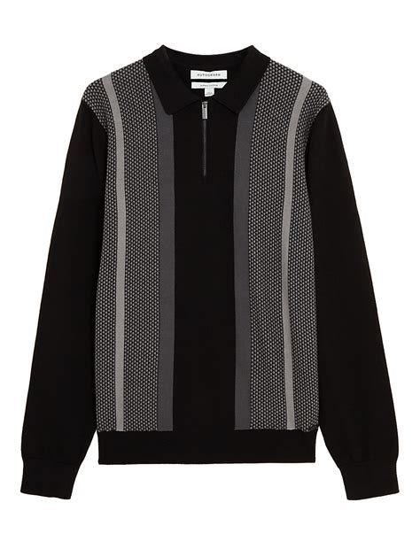 Buy Premium Cotton Zip Neck Knitted Polo Shirt at Marks & Spencer