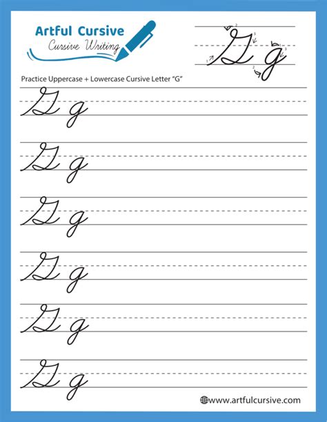 Cursive Alphabet: Letter "G" Worksheet