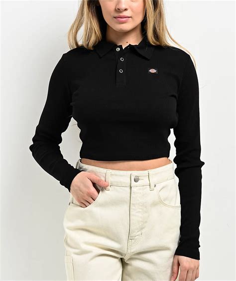 Dickies Black Long Sleeve Polo Top | Hamilton Place
