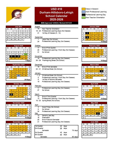 USD 410 Durham-Hillsboro Calendar 25-26 Revised [pdf] - EduCounty