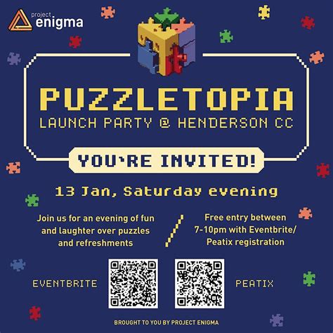 Puzzletopia Launch Party @ Henderson CC, Puzzletopia by Project Enigma ...