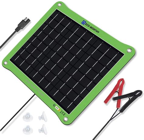 Amazon.com: ECO-WORTHY Upgrade 7.5W Solar Car Battery Charger Maintainer 12V Waterproof Solar ...