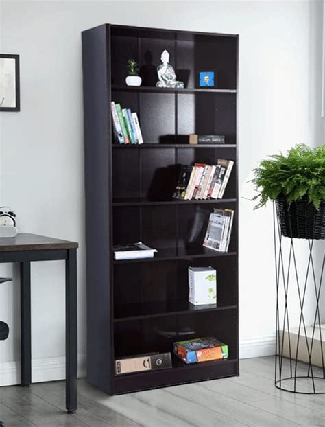 DeckUp Muvo 6-Shelf Engineered Wood Book Shelf and Display Unit (Dark ...
