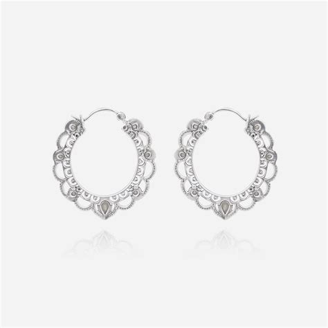 Silverworld Women 925 Silver Moon-Drop Pearl Hoop Earrings