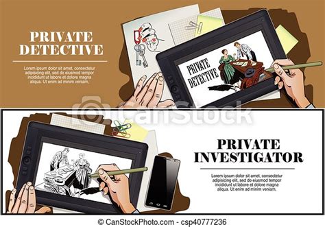 People in retro style. private detective and girl. Stock illustration ...