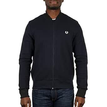 Buy Fred Perry Men's Pique Bomber Neck Sweatshirt, Blue Granite, Large ...