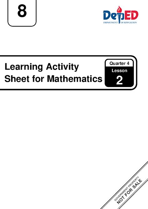 Mathematics 8 Q4: Lesson 2 Learning Activity Sheet (Week 2) - Studocu