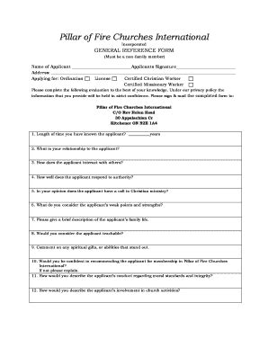 Fillable Online Pillar of Fire Churches International Fax Email Print ...