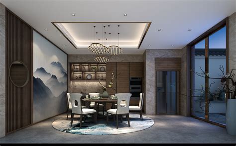 新中式风格别墅装修效果图|空间|室内设计|腾龙别墅设计 - 原创作品 - 站酷 (ZCOOL)