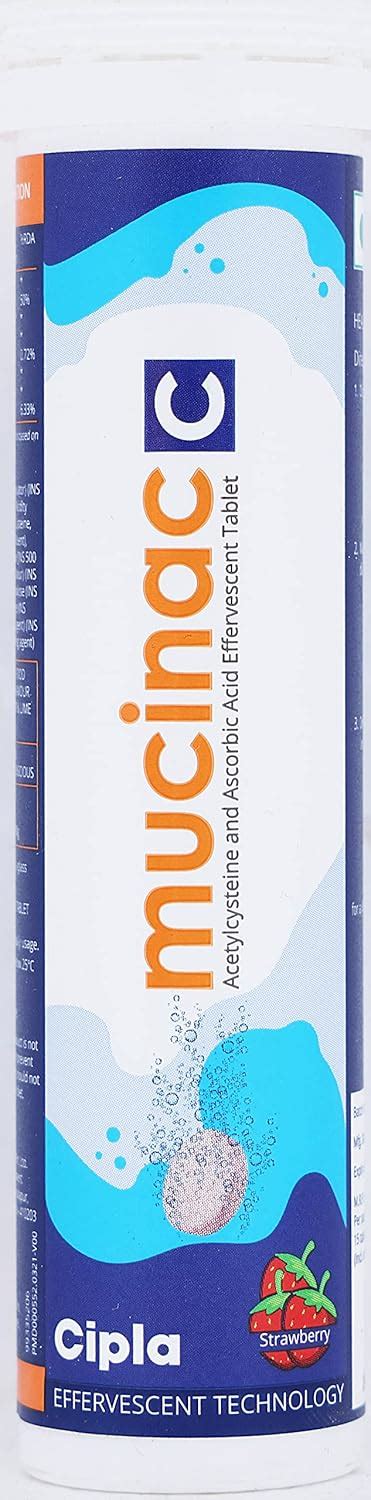 Mucinac C Strawberry Flavour - Strip of 15 Effervescent Tablets ...