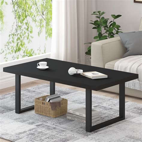 IBF Modern Black Coffee Table, Minimalist Industrial Wooden Center ...
