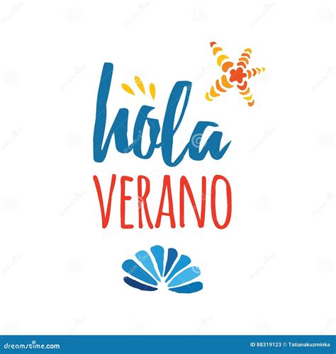 Typography Hand Drawn Colorful Banner Sea Shells and Text Hello Summer ...