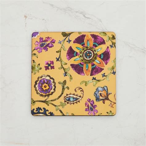 Buy Alora-Fiore Printed Wooden Coaster Set - 10 cm x 10 cm from Home ...