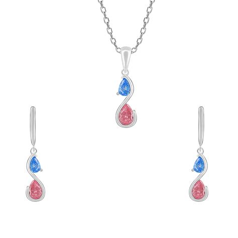 GIVA 925 Silver Blue and Pink Stone Set of Two | Gifts for Girlfriend ...