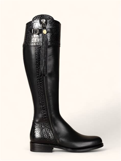 Tall Mock Croc Spanish Boots in Black Leather – The Spanish Boot Company