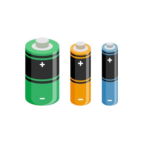 Alkaline battery set icon in flat style different size accumulator ...