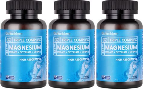 Amazon.com: BioEmblem High Absorption Triple Magnesium Complex 300mg | Magnesium Glycinate for ...
