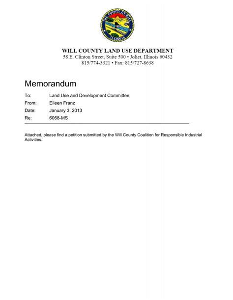 Petition and Memo 6068-MS.pdf - Will County Land Use
