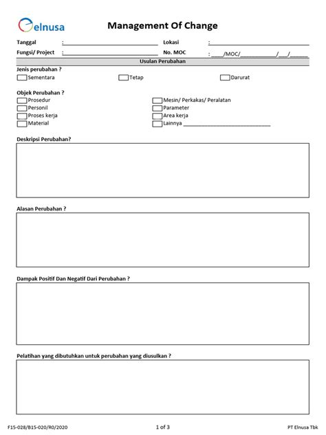 Management of Change Form Example 的图像结果