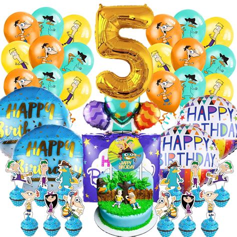 Phineas and Ferb Party Supplies 5th Decor Kit Balloons Birthday Cake ...