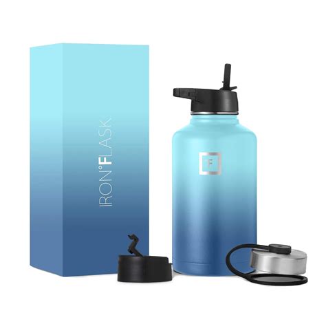 Iron Flask Sports Water Bottle - 64 Oz, 3 Lids (Straw Lid), Leak Proof ...