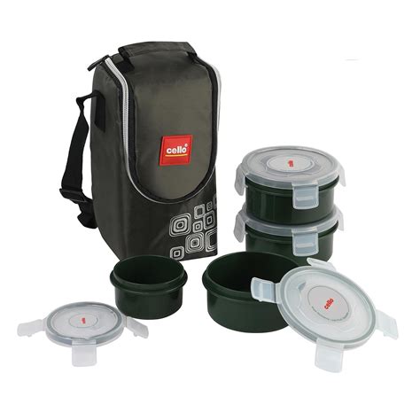 Buy CELLO MF Click Polypropylene Lunch Box Set, 300ml, 4-Pieces, Green ...