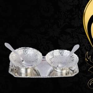 INTERNATIONAL GIFT® German Silver Brass Two Bowl with Two Spoon and ...