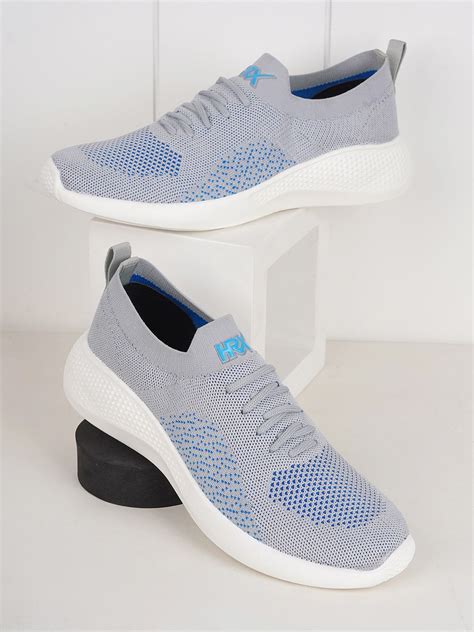 HRX by Hrithik Roshan Men Grey Textured Contrast Sole Slip On Sneakers ...