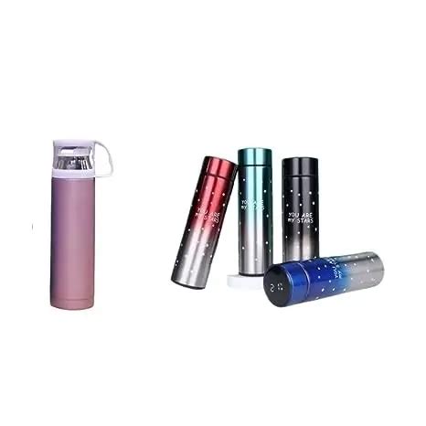 Combo 350ml Stainless Steel Matte Finish Water Bottle with 500ml ...