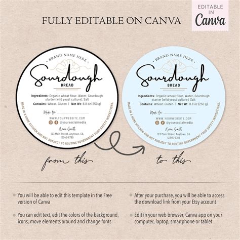 Buy Sourdough Bread Cottage Food Label | Home Baked Goods Label ...