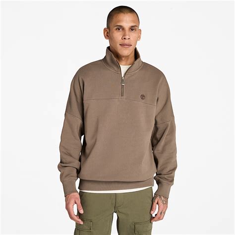 Quarter-Zip Sweatshirt for Men in Brown