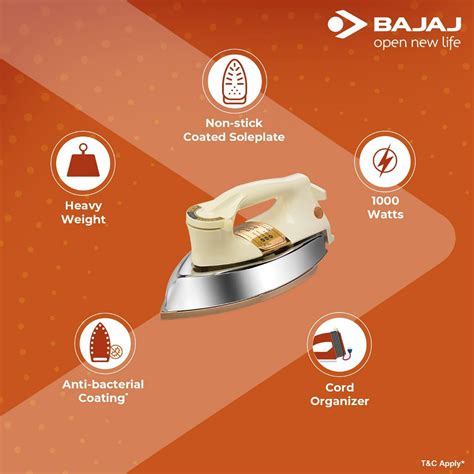 BAJAJ 1000 W Majesty DHX 9 (440154) Dry Iron (Ivory) – Value Plus India