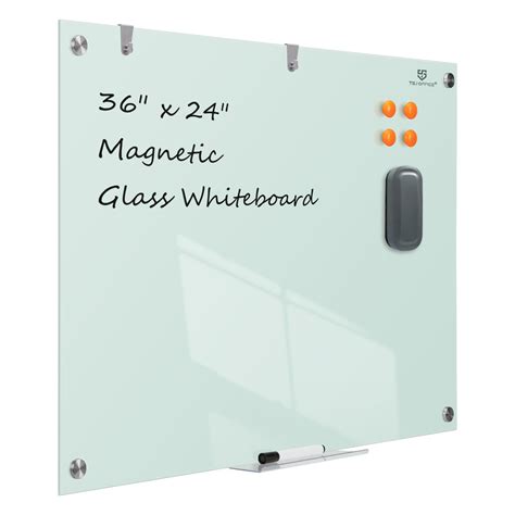 Magnetic Glass Dry Erase Board - 36 x 24 Inches Wall Mounted Glass ...