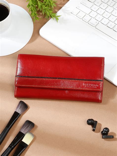 Women Red Leather Two Fold Wallet – Teakwood Leathers