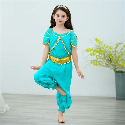 Buy Jasmine Cosplay Jasmine Princess Kids Girls Dress Genie Shimmer and ...