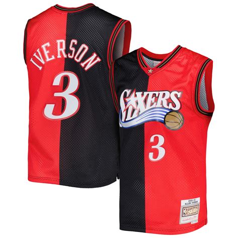 Men's Mitchell & Ness Allen Iverson Black/Red Philadelphia 76ers ...