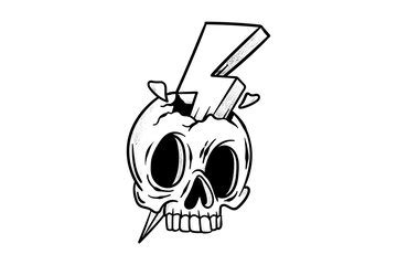 Premium Vector | Lightning bolt and lightning bolt on a skull.