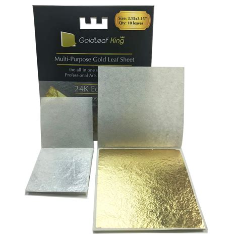 Buy 24K Edible Gold Leaf Sheets x 10 Sheet | Large 3.15 inches ...